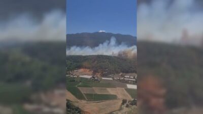 Muğla’nın Seydikemer ilçesinde ziraat arazisinde başlayan yangın, şiddetli rüzgarın etkisiyle