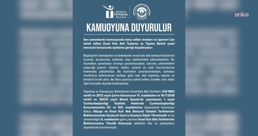 Tepebaşı Belediyesi, kamuoyunda gündem olan Evsel Katı Atık Toplama ve
