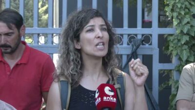 TKP Ankara İl Başkanı Banu Ünver ve beraberindeki parti üyeleri,