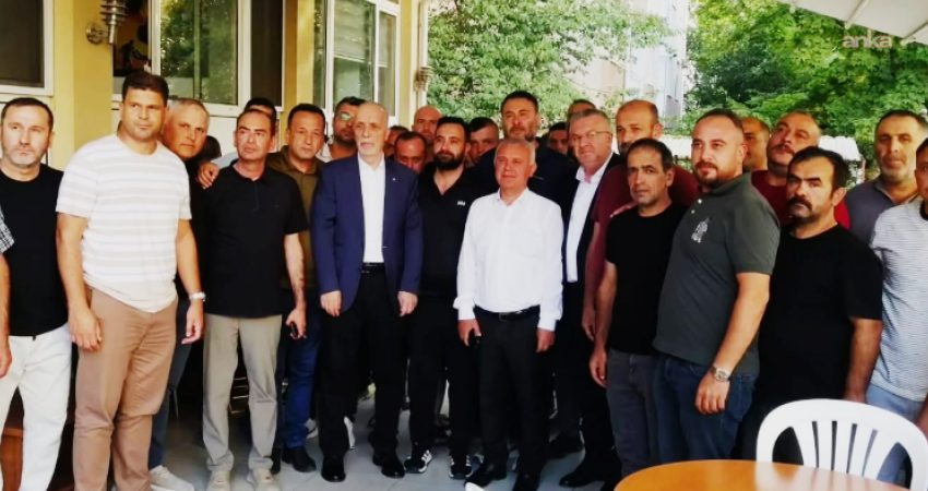 TÜRK-İŞ yönetiminden alacaklarını bekleyen maden işçilerine ziyaret TÜRK-İŞ Genel Başkanı Ergün Atalay, Genel Başkan Yardımcıları Eyüp Alemdar