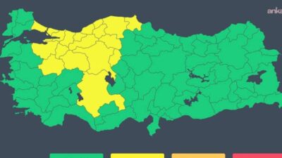 Meteoroloji Genel Müdürlüğü, Türkiye genelinde 20 il için sarı kodlu