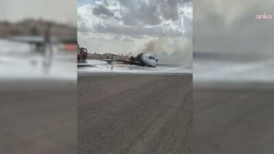 Akfen Holding'e ait TC-AKF tescilli özel jet, Libya'nın Misrata Havalimanı'na