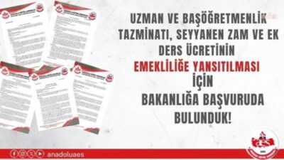 Anadolu Eğitim Sendikası, uzman ve başöğretmenlik tazminatı ile ek ders