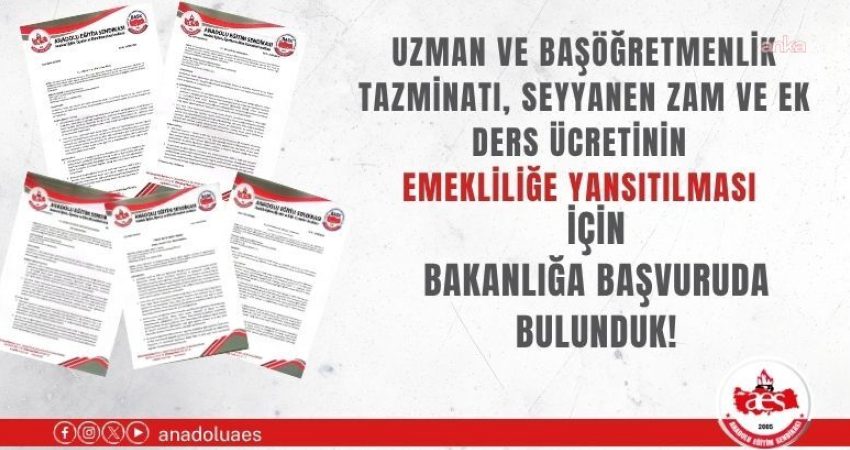 Anadolu Eğitim Sendikası, uzman ve başöğretmenlik tazminatı ile ek ders