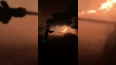 Antalya'nın Aksu ilçesinde çıkan orman yangınına müdahale gece boyunca sürüyor.