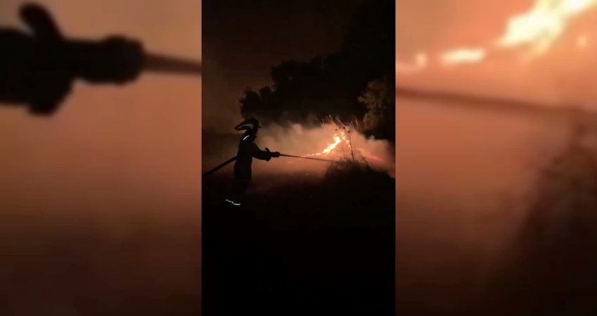 Antalya'nın Aksu ilçesinde çıkan orman yangınına müdahale gece boyunca sürüyor.
