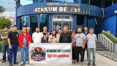 Atakum Belediyesi işçileri, haklarının ve ücretlerinin ödenmesi talebiyle başlattıkları nöbet