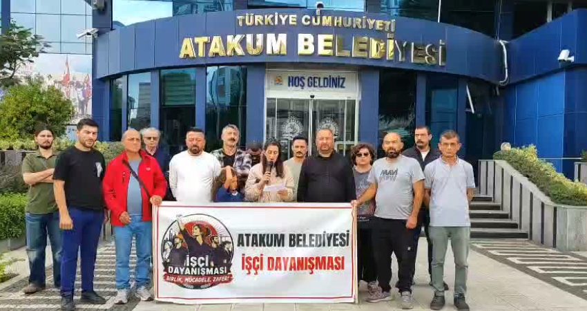 Atakum Belediyesi işçileri, haklarının ve ücretlerinin ödenmesi talebiyle başlattıkları nöbet
