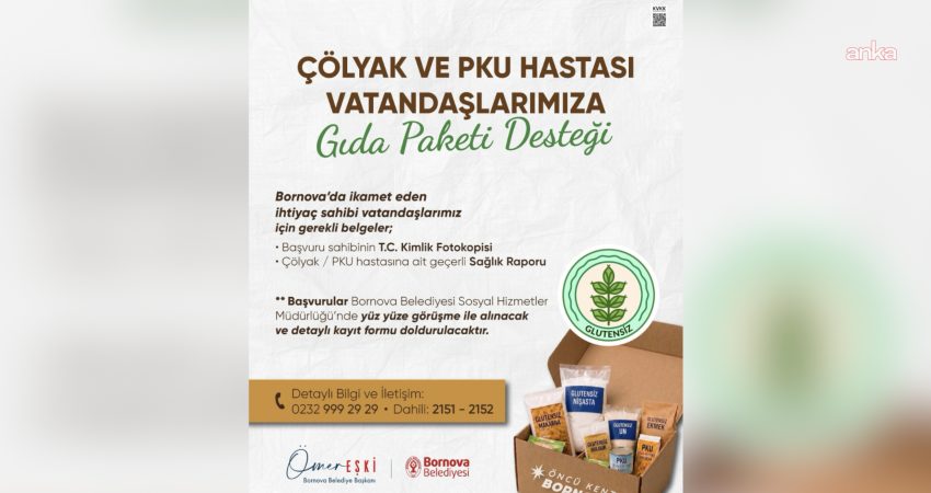 Bornova Belediyesi’nden özel beslenme gereksinimi duyan vatandaşlara destek Bornova Belediyesi, ilçede ikamet eden ihtiyaç sahibi Çölyak ve PKU