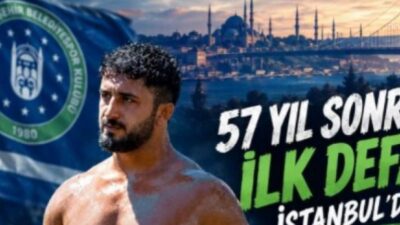 Bursa Büyükşehir Belediyespor güreşçisi Alperen Düzenci, yağlı güreşte 57 yıl