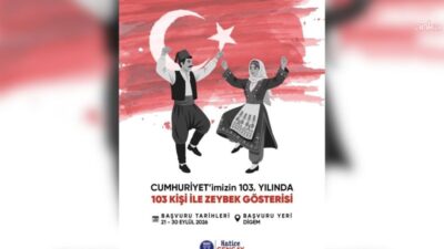 Didim Belediyesi, Cumhuriyet’in 103’üncü yılı kutlamaları kapsamında 103 kişilik zeybek