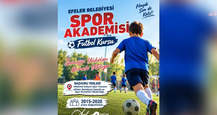 Efeler Belediyesi Spor Akademisi bünyesinde çocuklara yönelik "futbol kursu" için