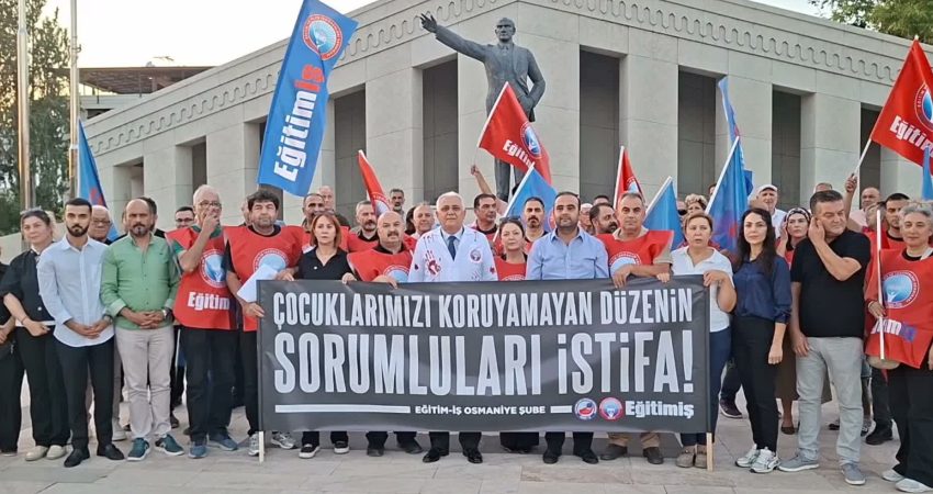 Eğitim-İş Osmaniye Şubesi üyeleri, Manisa’nın Turgutlu ilçesinde 11 öğrencinin yaralandığı