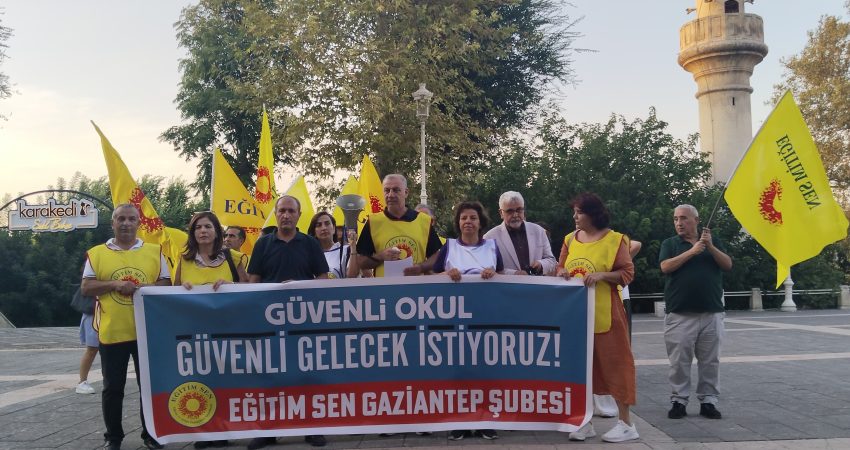 Eğitim-Sen Gaziantep Şubesi’nden Turgutlu’daki silahlı saldırıya tepki: Okullarda şiddeti sona erdirecek somut adımlar acilen atılmalıdır Eğitim-Sen Gaziantep Şubesi, Manisa'nın Turgutlu ilçesinde İnci Üzmez Mesleki ve