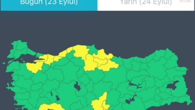 İçişleri Bakanlığı, Meteoroloji Genel Müdürlüğü'nün verilerine göre bugün Marmara, Batı