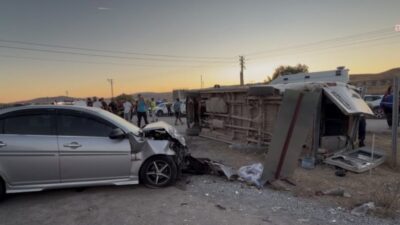 Kırıkkale’nin Yahşihan ilçesinde işçi servisi ile otomobilin çarpışması sonucu meydana