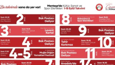 Menteşe Belediyesi, 1-15 Eylül 2026 tarihleri arasında "Bu Takvimde Sana da