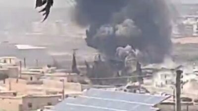 Suriye'nin kuzeyindeki İdlib kentinde, Sarmada yolu üzerindeki bir mühimmat deposunda