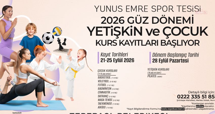 Tepebaşı Belediyesi Yunus Emre Spor Tesisi’nde güz dönemi kurs kayıtları