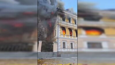 Ukrayna Cumhurbaşkanı Volodimir Zelenskiy, Rusya’nın, Ukrayna Ulusal Bilimler Akademisi binasına