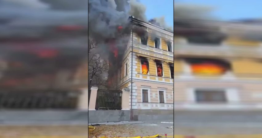 Ukrayna Cumhurbaşkanı Volodimir Zelenskiy, Rusya’nın, Ukrayna Ulusal Bilimler Akademisi binasına