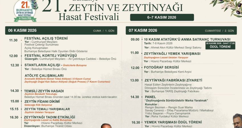 Burhaniye Belediyesi tarafından bu yıl 21'incisi düzenlenecek Zeytin ve Zeytinyağı
