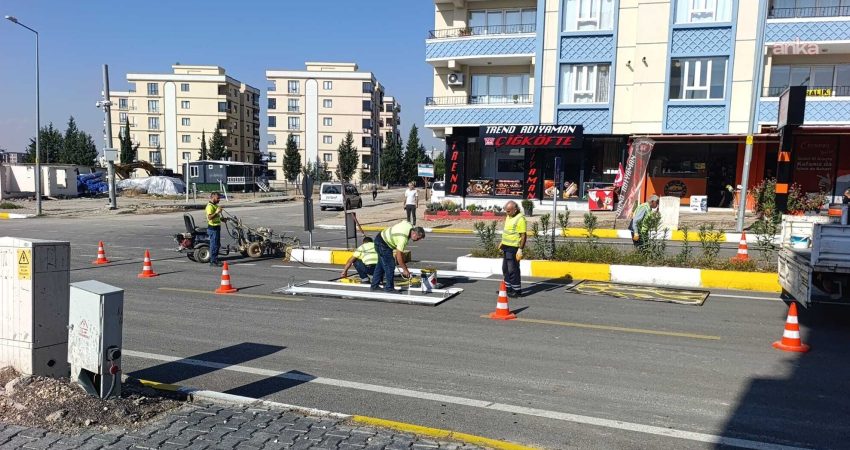 Adıyaman Belediyesi, yol çizgileri, yaya geçitleri ve hız kesici kasis