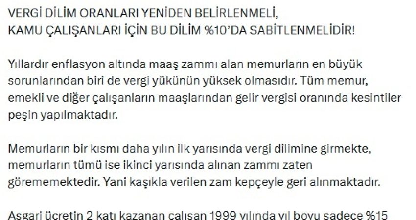 Anadolu Eğitim Sendikası (AES) Genel Başkanı Mehmet Alper Öğretici, vergi