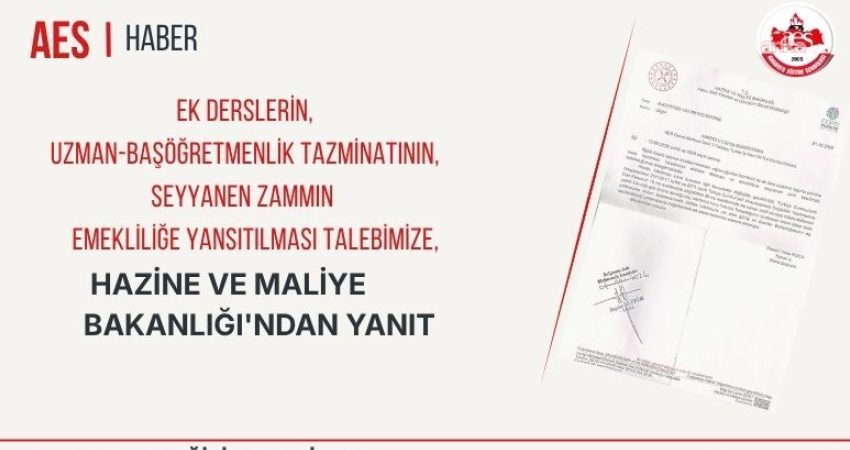 Anadolu Eğitim Sendikası’ndan öğretmenlerin emeklilik hakları için yasal düzenleme çağrısı Anadolu Eğitim Sendikası'ndan (AES) yapılan açıklamada, öğretmenlerin ek ders ücretleri,