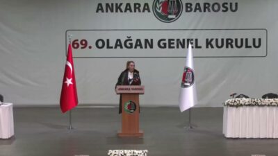 Ankara Barosu’nun 69. Olağan Genel Kurulu’nda başkan adayları Funda Şahin,