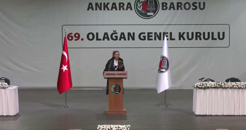 Ankara Barosu’nun 69. Olağan Genel Kurulu’nda başkan adayları Funda Şahin,