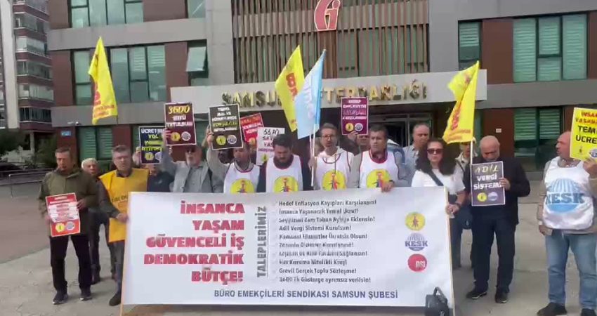 BES Samsun Şubesi’nden bütçe tepkisi: Bizlere rağmen oluşturulan bu bütçeyi kabul etmiyoruz Büro Emekçileri Sendikası (BES), 2027 yılı bütçesine tepki göstererek, vergi