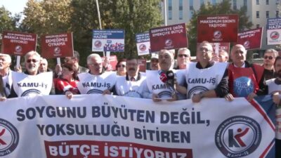 Birleşik Kamu-İş Konfederasyonu, Hazine ve Maliye Bakanlığı önünde yaptığı açıklamada,
