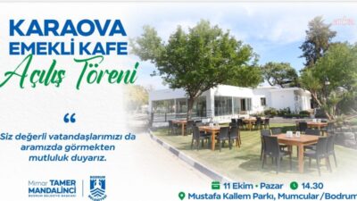 Bodrum Belediyesi tarafından Mumcular’da hizmete hazırlanan Karaova Emekli Kafe, yeşil