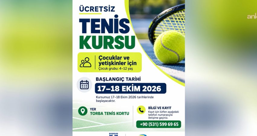 Bodrum’da ücretsiz tenis kursu başlıyor Bodrum Belediyesi, çocuk ve yetişkinlere yönelik ücretsiz tenis kursu düzenleyecek. Torba
