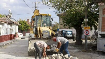 Burhaniye Belediyesi, farklı mahallelerde yol yapım, parke taş tamiratı, aydınlatma