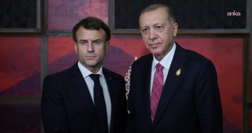Cumhurbaşkanı Recep Tayyip Erdoğan, Fransa Cumhurbaşkanı Emmanuel Macron ile bir