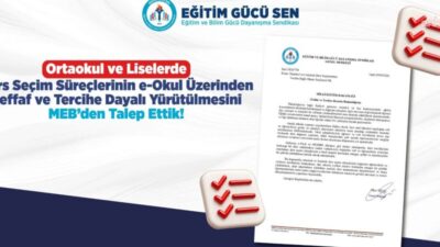 Eğitim Gücü Sen, ortaokul ve liselerde ders seçimlerinin öğrenci ve