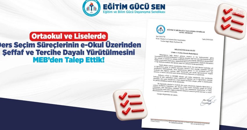 Eğitim Gücü Sen, ortaokul ve liselerde ders seçimlerinin öğrenci ve