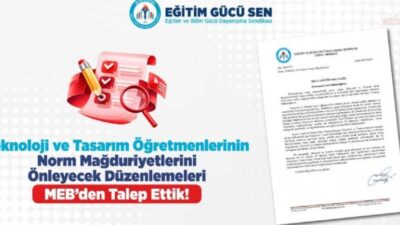 Eğitim Gücü Sen, Teknoloji ve Tasarım öğretmenlerinin norm kadro mağduriyetlerinin
