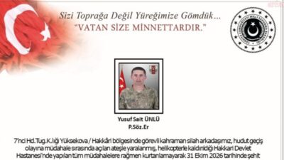 Hakkari'de görevli piyade sözleşmeli er Yusuf Sait Ünlü, hudut olayında