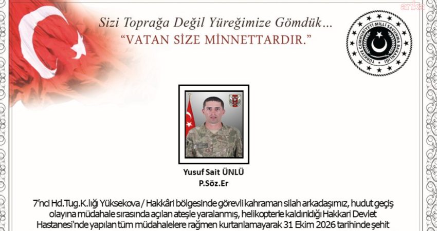 Hakkari’de bir asker düştü Hakkari'de görevli piyade sözleşmeli er Yusuf Sait Ünlü, hudut olayında