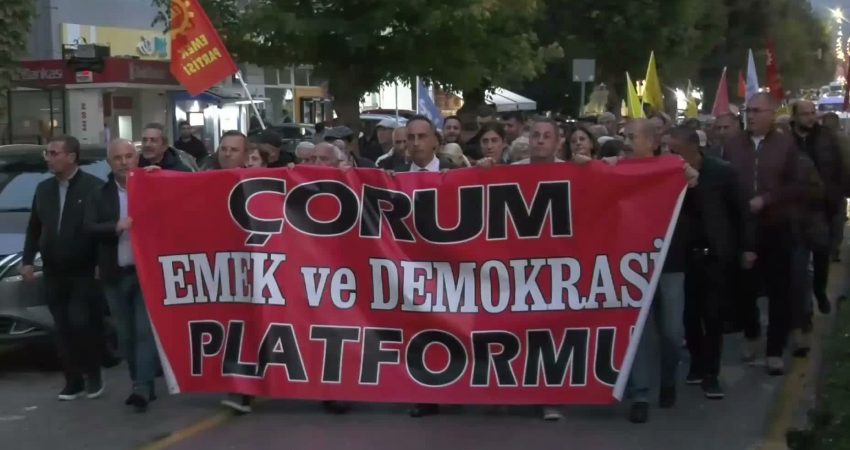 Halk TV’ye kayyım atanması Çorum’da yürüyüş ve basın açıklamasıyla protesto
