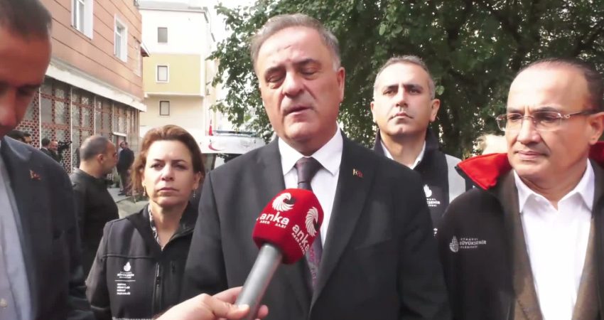 İBB Başkanvekili Nuri Aslan, Maltepe’de çöken binada inceleme yaparak açıklamalarda
