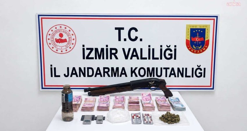 İzmir’de Jandarma ekipleri tarafından düzenlenen operasyonda muhtelif miktarda uyuşturucu madde,
