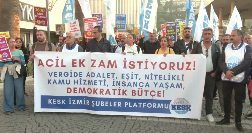 KESK İzmir Şubeler Platformu üyeleri, kamu emekçilerinin ücret kayıplarının karşılanması