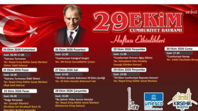 Kırşehir Belediyesi,  Cumhuriyet Bayramı'nı 24-30 Ekim 2026 tarihleri arasında