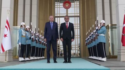 Kuzey Kıbrıs Türk Cumhuriyeti Cumhurbaşkanı Tufan Erhürman ile Cumhurbaşkanı Recep Tayyip
