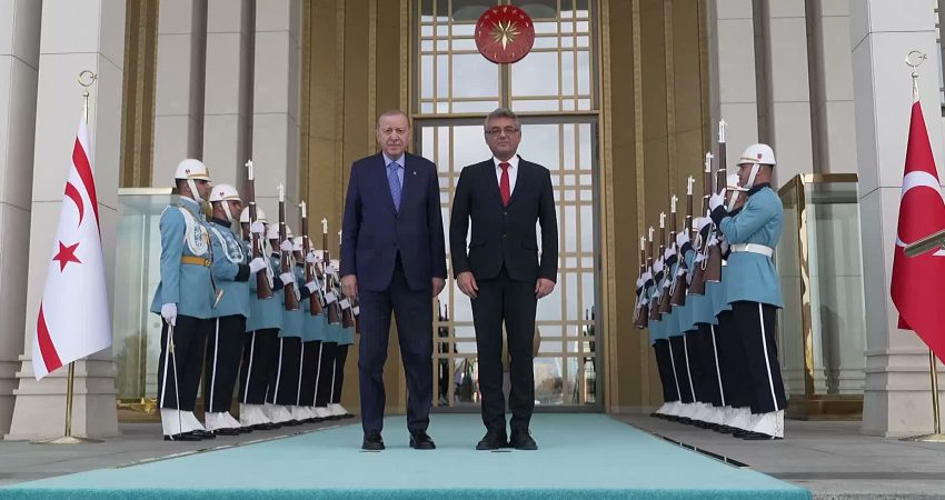 Kuzey Kıbrıs Türk Cumhuriyeti Cumhurbaşkanı Tufan Erhürman ile Cumhurbaşkanı Recep Tayyip
