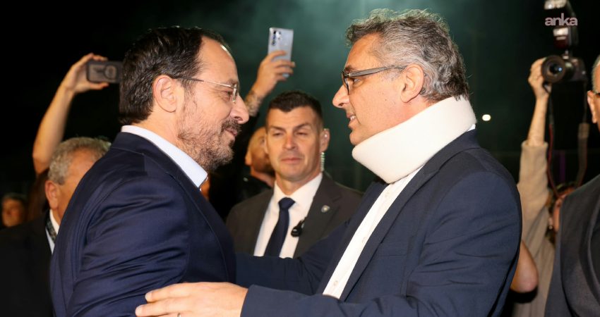 KKTC Cumhurbaşkanı Tufan Erhürman ile Kıbrıslı Rum Lider Nikos Hristodulidis,